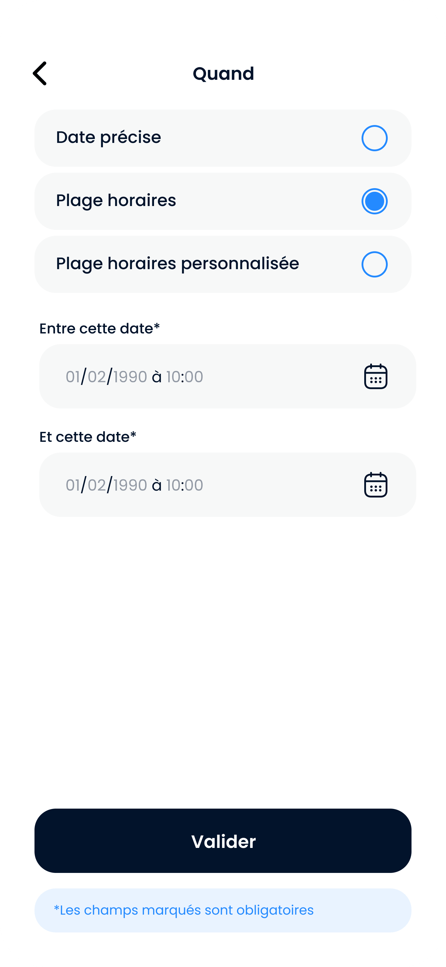 Maquette du package Horaires & Disponibilités
